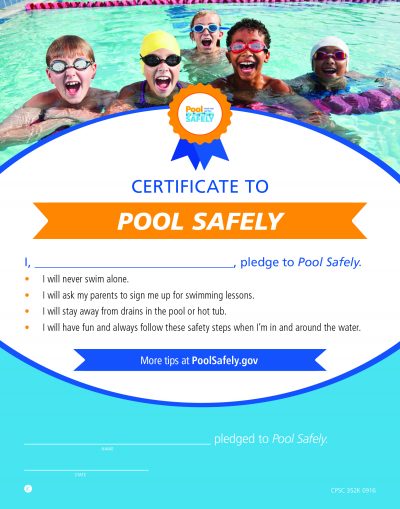 graphic that kids sign agreeing to be safer around the pool.