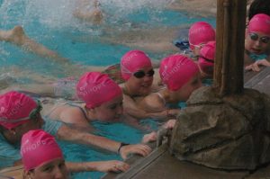 Children in the Minneapolis-St. Paul community participate in the Abbey’s Hope World’s Largest Swimming Lesson in 2015.