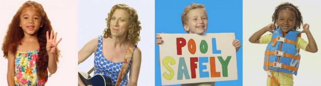 Kids from Laurie Berkner’s Pool Safely music video