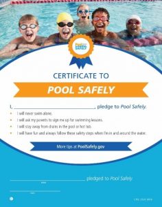 graphic that kids sign agreeing to be safer around the pool.