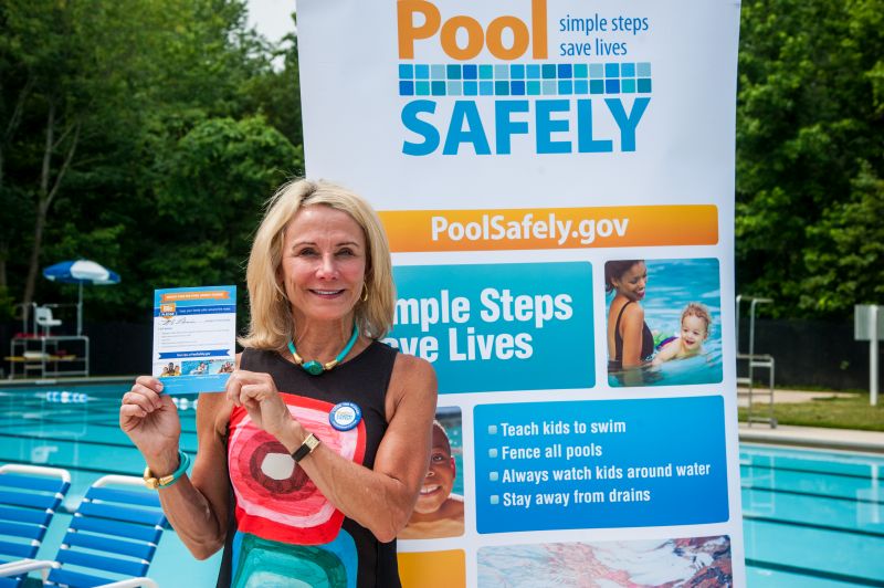 Commissioner Robinson with her Pool Safely Pledge