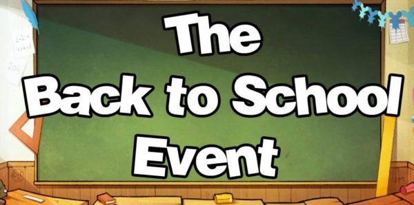 illustration of a blackboard that says the back to school event.