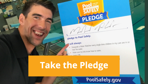 Michael Phelps with his signed pledge