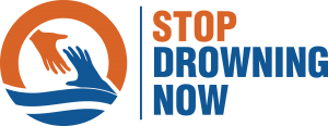 blue and orange logo for Stop Drowning Now