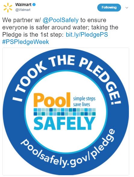 Walmarts tweet in support of Pool Safely.