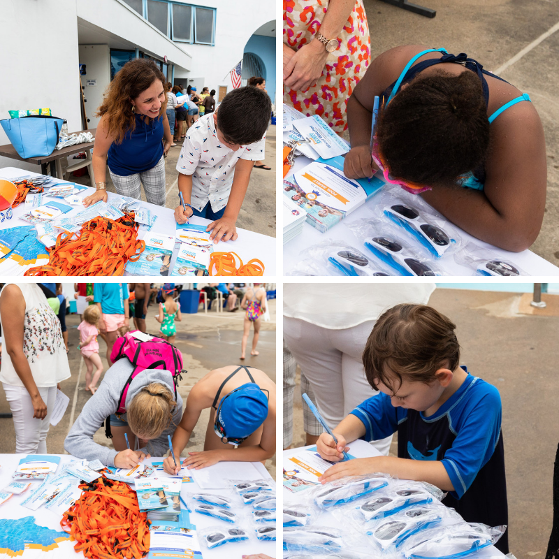 photo collage of kids taking the pledge