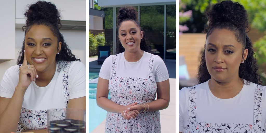 video stills of Tia Mowry in her Pool Safely video.