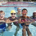 Kids shouting in swimming pool