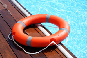 flotation device next to a pool.