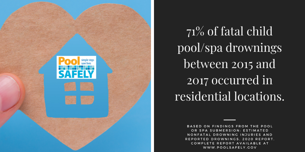 a heart with a home and the pool safely logo in the middle next to a stat about child drowning.