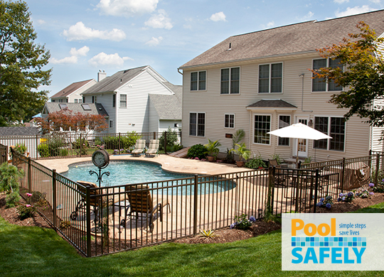 yard and pool with fence