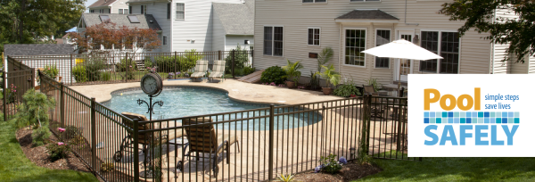 house with pool and pool fence and logo